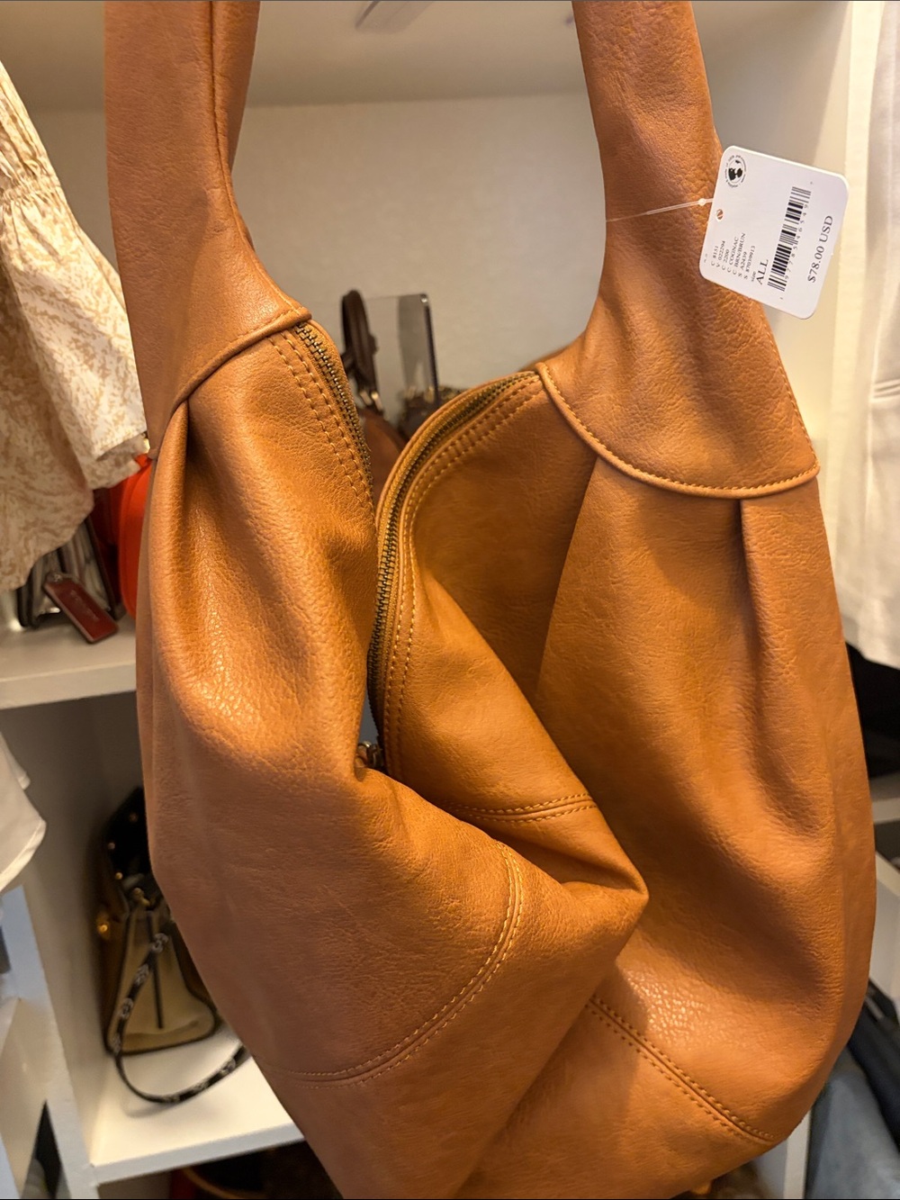Free People Tan Leather Hobo Shoulder Bag